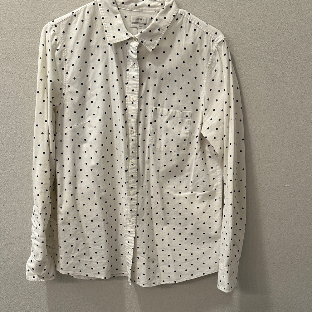 J. Crew White and Black Button Down Shirt